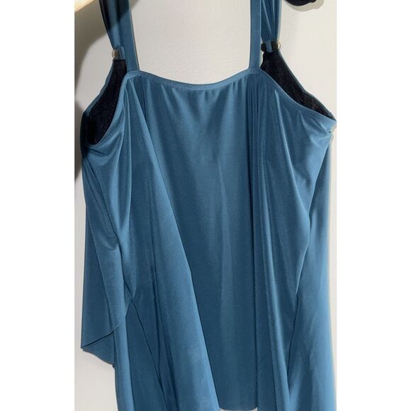 Miraclesuit Razzle Dazzle Asymmetrical Drape Tankini Top/Bottom 2 Pc Swimsuit 8 - Picture 6 of 16